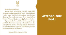 Şanlıurfa Valisi Abdullah Erin `den Meteorolojik uyarı