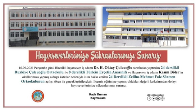 hayırseverlerimize şükranlarımızı sunarız