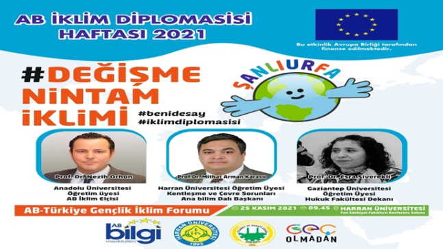 ŞANLIURFA’DA AB-TÜRKİYE GENÇLİK İKLİM FORUMU DÜZENLENECEK