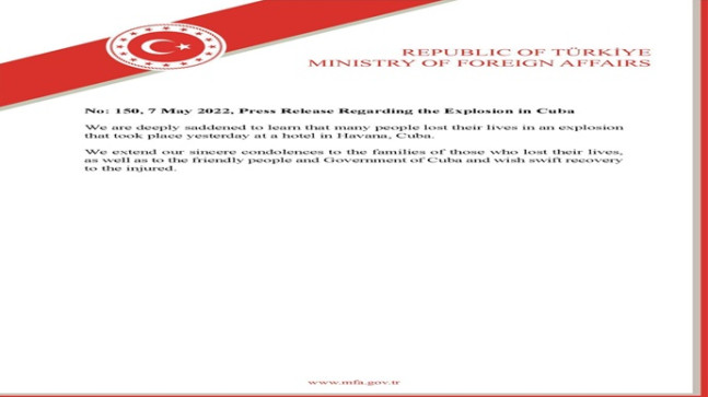 Press Release Regarding the Explosion in Cuba