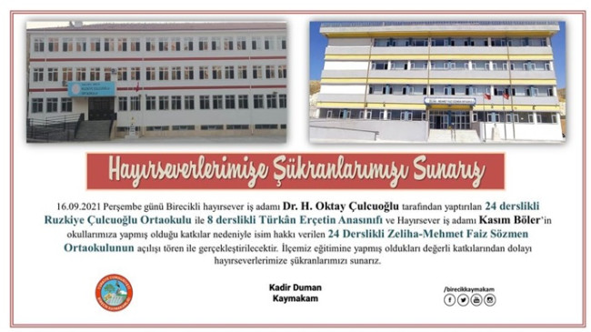 hayırseverlerimize şükranlarımızı sunarız