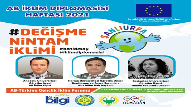ŞANLIURFA’DA AB-TÜRKİYE GENÇLİK İKLİM FORUMU DÜZENLENECEK