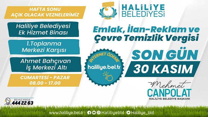 HALİLİYE BELEDİYESİ ÖDEMELERDE İNTERNET KOLAYLIĞI SAĞLIYOR