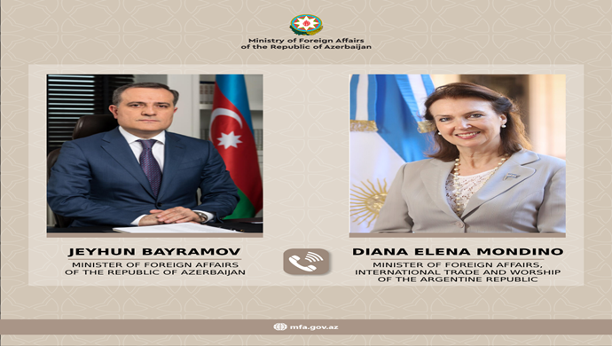 Bakan Jeyhun Bayramov’un Arjantin Dışişleri, Uluslararası Ticaret ve Din Bakanı Diana Mondino ile yaptığı telefon görüşmesine ilişkin basın bilgisi